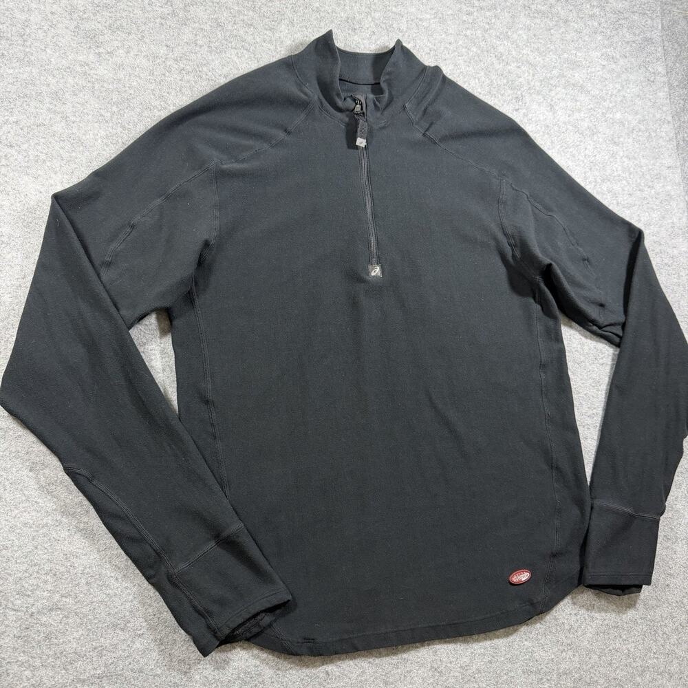 Vintage USA Made Asics Duotech Jacket Womens M Black 1/4 Zip Running Cycling